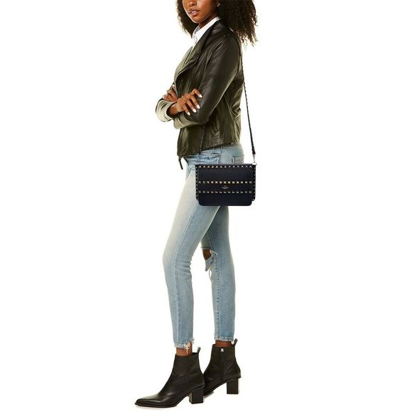 Valentino Rockstud Small Grainy Leather Crossbody, Black - Picture 4 of 5